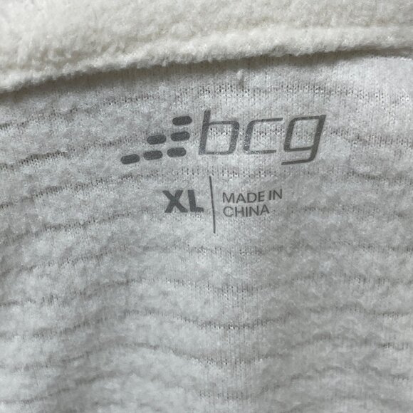 2 BCG Fleece 1/4 Zip Pullover Sweatshirt Size XL Black Cream Women's Athletic - Picture 4 of 11